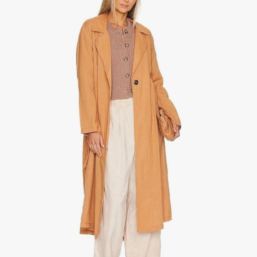 Free People Women’s Bright Cider Rae Duster Trench Coat New X Small